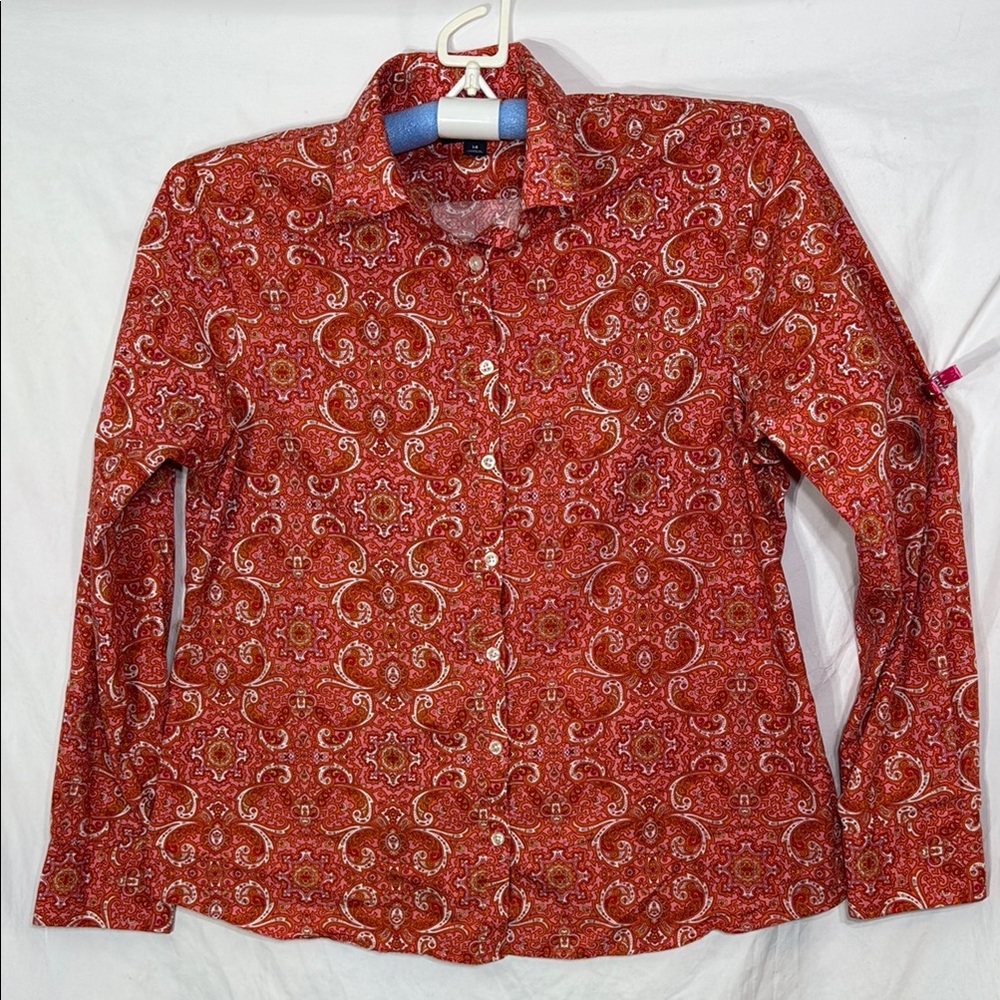 Land's End women's White Fabric Backdrop shirt  size 14